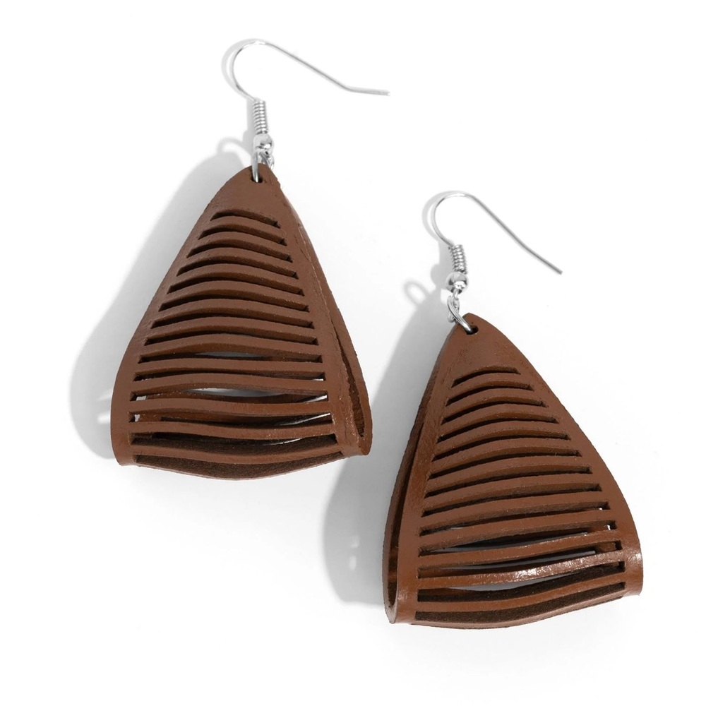 Brown Leather Earrings